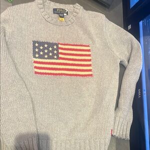 Polo by Ralph Lauren American Flag Crew Neck Sweater in Gray